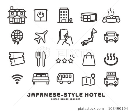 Vector illustration material of icons related to domestic travel 108490194