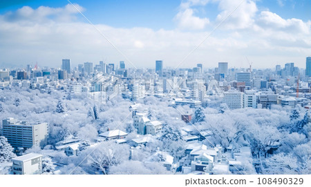 冬季城市，雪城景觀，AI 生成圖像 108490329