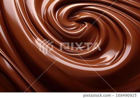 swirl of melted dark chocolate background, sweet liquid cocoa dessert swirl of melted dark chocolate background, sweet liquid cocoa dessert 108490925