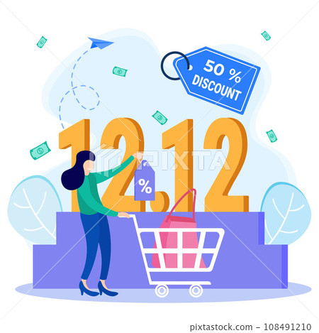 Illustration vector graphic cartoon character of 12.12 discount Illustration vector graphic cartoon character of 12.12 discount 108491210