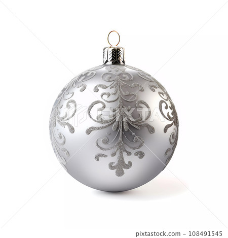 Silver Christmas Ball Realistic 3D Style Silver Christmas Ball Realistic 3D Style 108491545