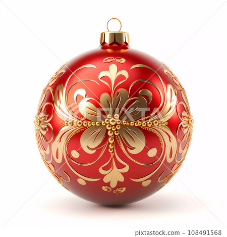 Red Christmas Ball Realistic 3D Style Red Christmas Ball Realistic 3D Style 108491568