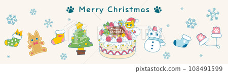 Cat Christmas material set 108491599