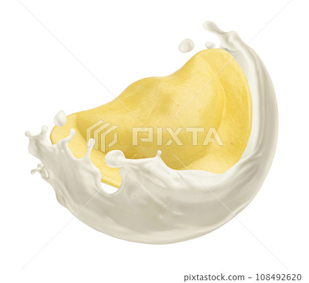 Dumpling falling into sour cream splash isolated on white background Dumpling falling into sour cream splash isolated on white background 108492620