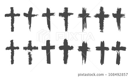Hand drawn black crosses 108492857