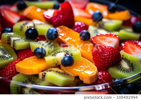 Vibrant Freshness-Colorful Fruit Salad Ensemble. AI-generated content 108492994