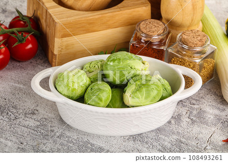 Brussels sprout cabbage in the bowl 108493261