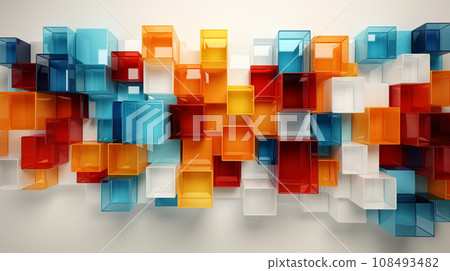 由彩色塑膠塊組成的幾何背景 由彩色塑膠塊組成的幾何背景 108493482
