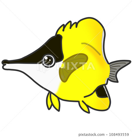 帶有長而細長的鼻子的熱帶魚的插圖。 108493559