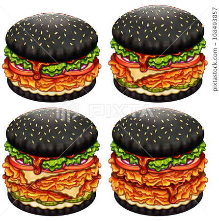 Set of chicken burgers on a transparent background 108493857
