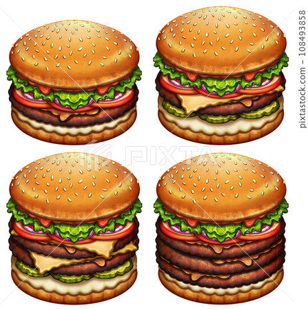 Set of beef burgers on a transparent background 108493858