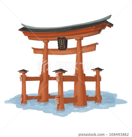 Illustration of Itsukushima Shrine Otorii 108493862