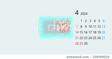 2024 年 2020 年 4 月日曆花 108494029
