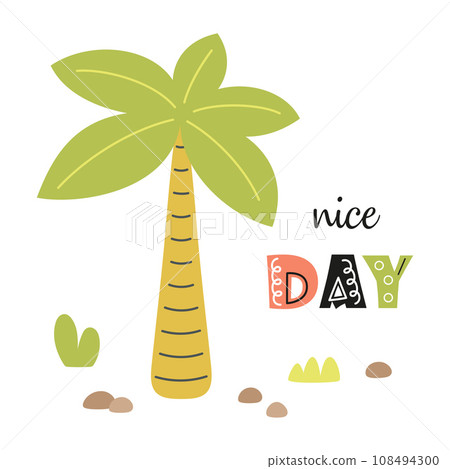 childish vector illustration of palm tree 108494300