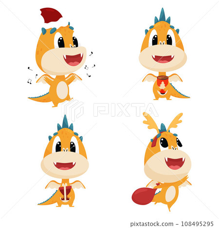 New Year's set with the character Dragon. Happy New Year 108495295