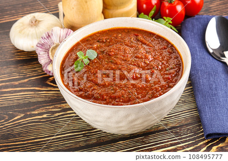 Spanish traditional gazpacho tomato soup Spanish traditional gazpacho tomato soup 108495777