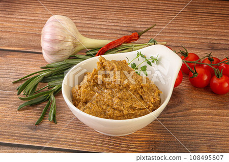 Jewish eggplant dip with oil Jewish eggplant dip with oil 108495807