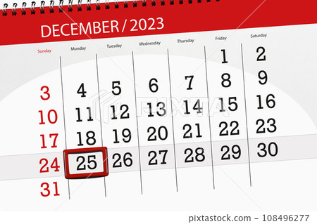 Calendar 2023, deadline, day, month, page, organizer, date, December, monday, number 25 108496277