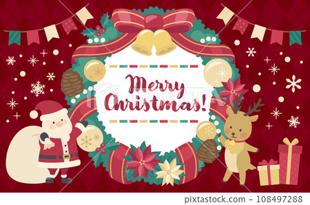 Christmas wreath illustration red background_horizontal 4 Christmas wreath illustration red background_horizontal 4 108497288