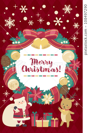 Christmas wreath illustration red background_vertical 1 108497290