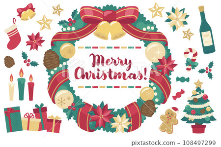 Christmas wreath illustration_horizontal 5 Christmas wreath illustration_horizontal 5 108497299