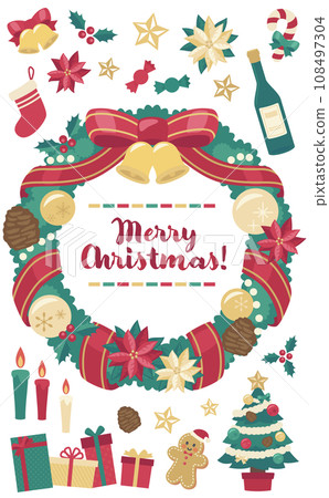 Christmas wreath illustration_vertical 5 Christmas wreath illustration_vertical 5 108497304
