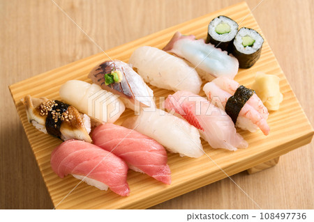 Assorted handful sushi Assorted handful sushi 108497736