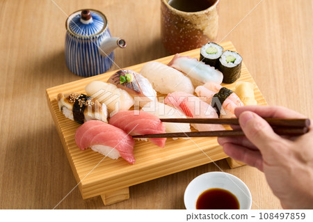 Assorted handful sushi 108497859