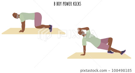 Senior man doing b boy power kicks exercise 108498185