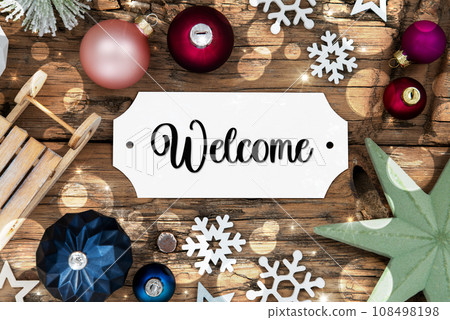 Christmas Decor, Wooden And Colorful With Text Welcome 108498198