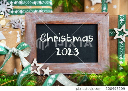 Text Christmas 2023 With Sustainable Christmas Decoration 108498209