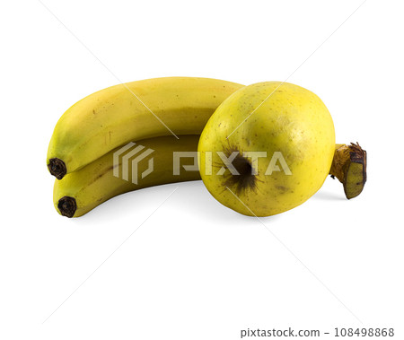 Bananas with green apple isolated on white background Bananas with green apple isolated on white background 108498868