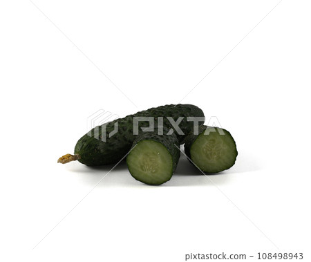 Fresh green gherkin cucumber with on white background.  108498943