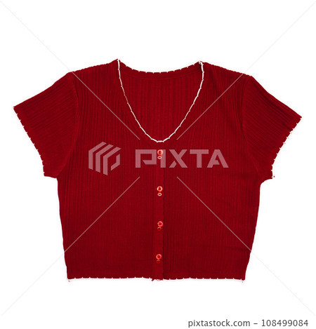 Ladies red store short sleeve cardigan