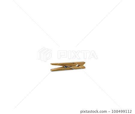 Wooden Clothes Clip Isolated on a White Background with Clipping Path. Wooden Clothes Clip Isolated on a White Background with Clipping Path. 108499112