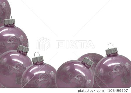 Festive ornaments on white background. Merry Christmas and Happy New Year Holidays greeting card, frame, banner. Festive ornaments on white background. Merry Christmas and Happy New Year Holidays greeting card, frame, banner. 108499307