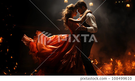 一對美麗的情侶熱情地跳舞生成人工智慧。 108499610