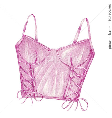 Watercolor lace lingerie. Hand draw underwear. Fashion illustration 108499860