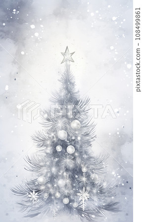 AI-generated content. Christmas watercolor illustration in gray colors for card, print, banner, poster 108499861