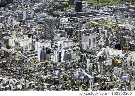 Aerial shot of the area around Funabashi Station in Chiba Prefecture 108500560