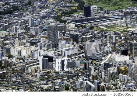 Aerial shot of the area around Funabashi Station in Chiba Prefecture 108500565