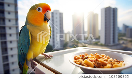 Apartment life is enriched with a loving lovebird. 108500865