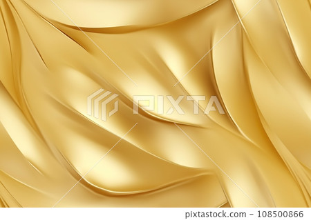 Yellow seamless pattern with abstract waves. Applicable for fabric print, textile, wrapping paper, wallpaper. Golden background with splines, curves. Repeatable texture. Generative AI. 108500866