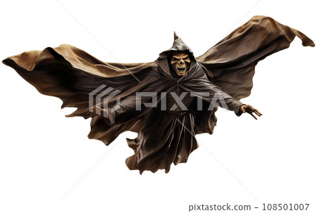 Scary Halloween monster, isolated on white background. Happy Halloween. Spooky flying character, cut out. Trick or treat. Generative AI. Scary Halloween monster, isolated on white background. Happy Halloween. Spooky flying character, cut out. Trick or treat. Generative AI. 108501007