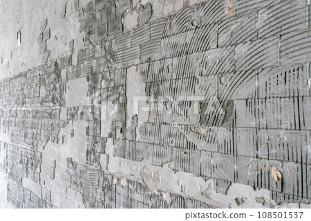 Random texture cement wall with the brick pattern. 108501537
