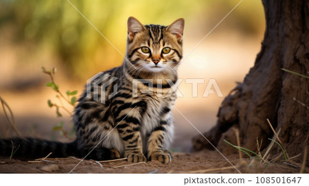 Black-footed cat Felis nigripes is the smallest cat found in Africa 108501647