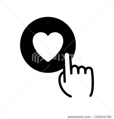 Click finger on the heart icon. Hand pressing like heart button. Celebration and Happy Valentine's Day. 108501790