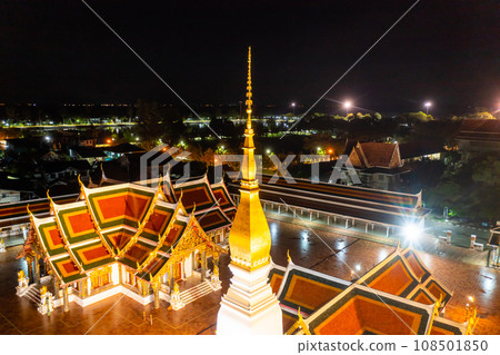 High angle view of Phra That Choeng Chum at Sakon Nakhon Province in the dark night  at 17 Sep 2021 108501850