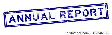 Grunge blue annual report word square rubber seal stamp on white background 108502322