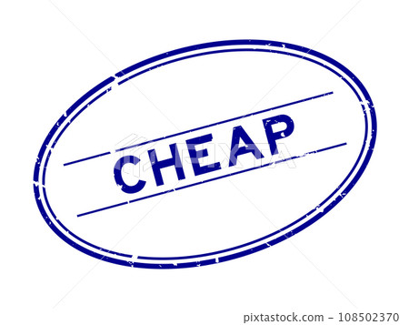 Grunge blue cheap word oval rubber seal stamp on white background 108502370